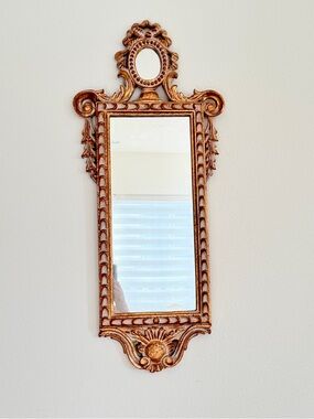 Vintage Wall Mirror Neoclassical Gilt Carved Wood Real Gold Leaf Hand Finished